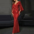 thumbnail image 1 of Joau Women's V Neck Bodycon Sparkly Glitter Sequin Dress Wedding Guest Dresses Formal Long Dresses Evening Prom Gowns Cocktail Dresses, 1 of 6