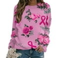 Joau Womens Breast Cancer Awareness Graphic Sweatshirt Pink Ribbon Long