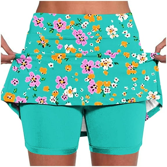 Joau Womens Breathable Quick Drying Double Layer Anti Exposure Tennis Skirt with Built-in Shorts Athletic Fitness Sports Yoga Short Badminton Golf Skirt