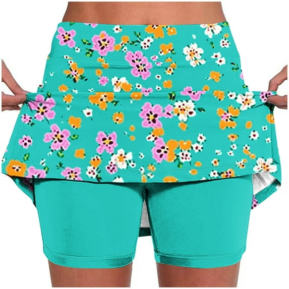 Joau Womens Breathable Quick Drying Double Layer Anti Exposure Tennis Skirt with Built-in Shorts Athletic Fitness Sports Yoga Short Badminton Golf Skirt