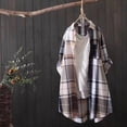 thumbnail image 1 of Joau Womens Button Down Oversized Plaid Shirt Casual Long Roll up Sleeve Loose Fit Laple Collared Work Long Blouse Tops with Pockets S-3XL, 1 of 3