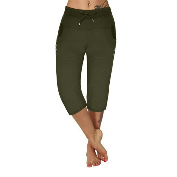 Joau Womens Capri Yoga Pants Casual Lightweight Comfy Workout Athletic Capris Activewear Joggers Sweatpants with Pockets(Available in Plus Size)