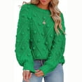 thumbnail image 1 of Joau Womens Casual Crochet Chunky Cable Knit Sweaters Long Sleeve Crewneck Lightweight Sweater Fall Winter Warm Loose Pullover Jumper Tops, 1 of 9