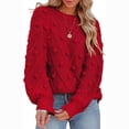 thumbnail image 1 of Joau Womens Casual Crochet Chunky Cable Knit Sweaters Long Sleeve Crewneck Lightweight Sweater Fall Winter Warm Loose Pullover Jumper Tops, 1 of 9
