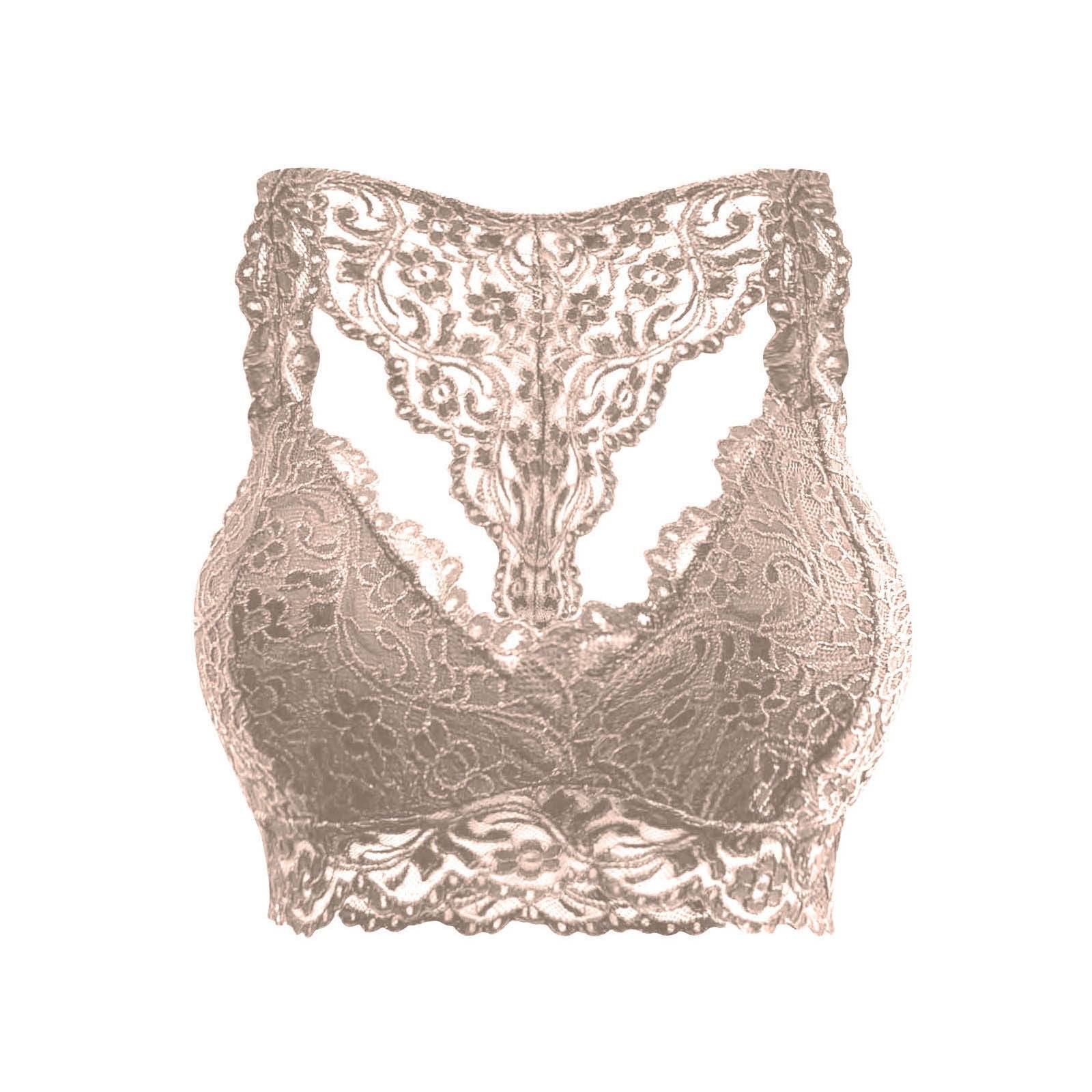 Lace Racer Joau Womens Floral Lace Racerback Bralettes Padded Breathable Full ...