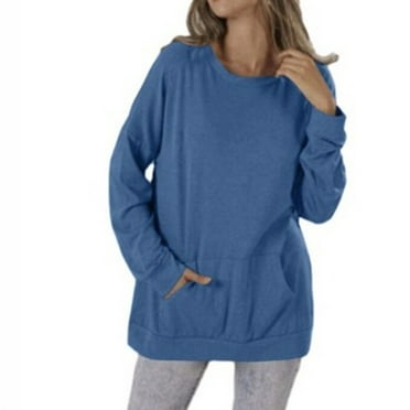 Joau Womens Oversized Lightweight Sweatshirt with Pockets Casual Long Sleeve Crewneck Pullovers Top Loose Comfy Fall Winter Clothes