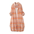 thumbnail image 1 of Joau Womens Plaid Flannel Shirts Roll Up Long Sleeve Oversized Lightwieght Button Down Shirts Mid-Long Casual Boyfriend Shirts Blouse Top with Pocket, 1 of 3