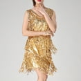 thumbnail image 1 of Joau Womens Sparkly Sequin Tassel Fringe Flapper Latin Dance Dress V-Neck Bodycon Glitter Cocktail Dresses Evening Party Club Prom Mini Dress Ballroom Costumes, 1 of 7