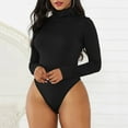 thumbnail image 1 of Joau Womens Turtleneck Bodycon Short Jumpsuits Bodysuits Tummy Control Seamless Long Sleeve One Piece Rompers Outfits for Yoga Sports Workout, 1 of 7
