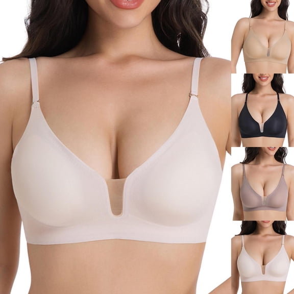 Joau Womens Wireless Bra, Comfort Full-Coverage T-Shirt Bra Push Up Bralettes Lightly Lined Breathable Brassiere Seamless Lingerie Everyday Underwear