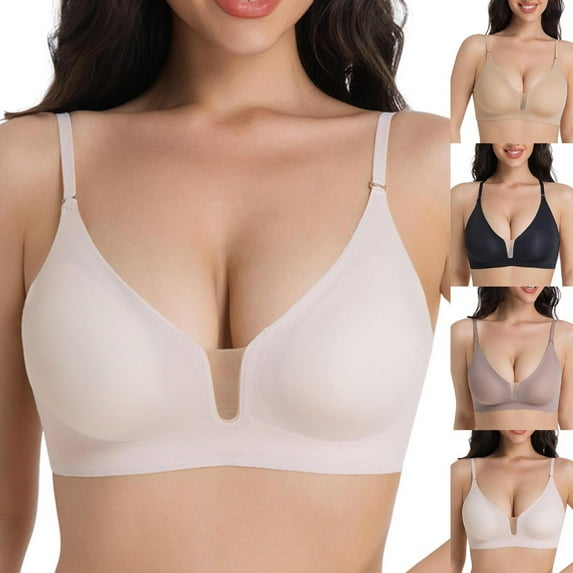Joau Womens Wireless Bra, Comfort Full-Coverage T-Shirt Bra Push Up Bralettes Lightly Lined Breathable Brassiere Seamless Lingerie Everyday Underwear