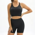 thumbnail image 1 of Joau Workout Sets for Women Matching 2 Piece Seamless Ribbed Racerback Sports Bra Crop Top and High Waist Biker Shorts Yoga Gym Tracksuits Outfits Active Set, 1 of 7