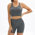thumbnail image 1 of Joau Workout Sets for Women Matching 2 Piece Seamless Ribbed Racerback Sports Bra Crop Top and High Waist Shorts Yoga Gym Tracksuits Outfits Active Set, 1 of 7