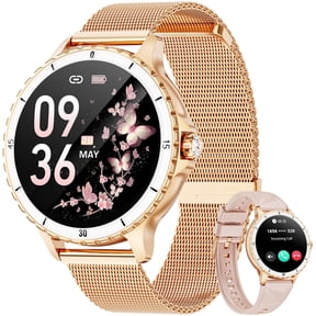 Joautrial Smart Watch, 1.27” Smartwatch with Bluetooth Call/Answer/Message Reminder, 100 Sport Modes, Fitness Tracker Watch Fits for Android & Iphone, Perfect Gift, Gold