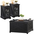 thumbnail image 1 of Joaxswe 3 Piece Coffee Table Set - Includes coffee table and 2 end tables, with Soft-Close Glass Doors, Black, 1 of 9