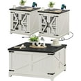 thumbnail image 1 of Joaxswe 3-Piece Coffee Table Set with Flips-Top Coffee Table and 2 End Tables with Charging Station, Hidden Storage, Modern Living Room, White, 1 of 10