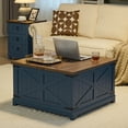 thumbnail image 1 of Joaxswe 31.5" Farmhouse Lift Top Coffee Table, Lifting Tabletop Rustic Center Table with Large Hidden Compartment for Living Room, Blue, 1 of 6
