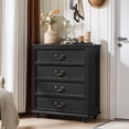 thumbnail image 1 of Joaxswe 4 Drawer Dresser with Antique Bronze Handles, Tall Wood Chest of Drawers Dressers for Bedroom, Living Room, Black, 1 of 11