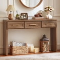thumbnail image 1 of Joaxswe 47" Solid Wood Console Table, Farmhouse Entryway Table with 3 Drawers, Sofa Console Behind the Couch for Living Room, Hallway, Brown, 1 of 8