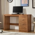 thumbnail image 1 of Joaxswe 48" Fluted Executive Desk, Modern Wood Computer Writing Desk Home Office Desk with File Drawer, Storage Cabinet, Tea Brown, 1 of 11