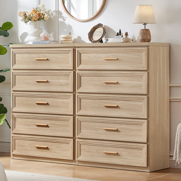 Joaxswe 5-Drawer Dresser for Bedroom Set 2, Natural Wood Chest of Drawers, Vertical Organizer, Accent Storage Cabinet for Closet, Living Room,Hallway