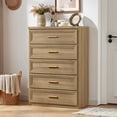 thumbnail image 1 of Joaxswe 5 Drawer Dresser for Bedroom, Wood Oak Dresser with Wide Drawers and Metal Handles, Modern Dresser Chest for Bedroom, Living Room, Entryway, 1 of 12