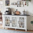 thumbnail image 1 of Joaxswe 55" Coffee Wine Bar Cabinet with 3 Glass Doors, Modern Buffet Sideboard Table for Dining Room, White, 1 of 8