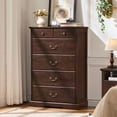 thumbnail image 1 of Joaxswe 6 Drawers Dresser Chests for Bedroom, Wood Chset of Drawers, Dressers Organizer for Bedroom, Living Room,Hallway, Walnut, 1 of 7