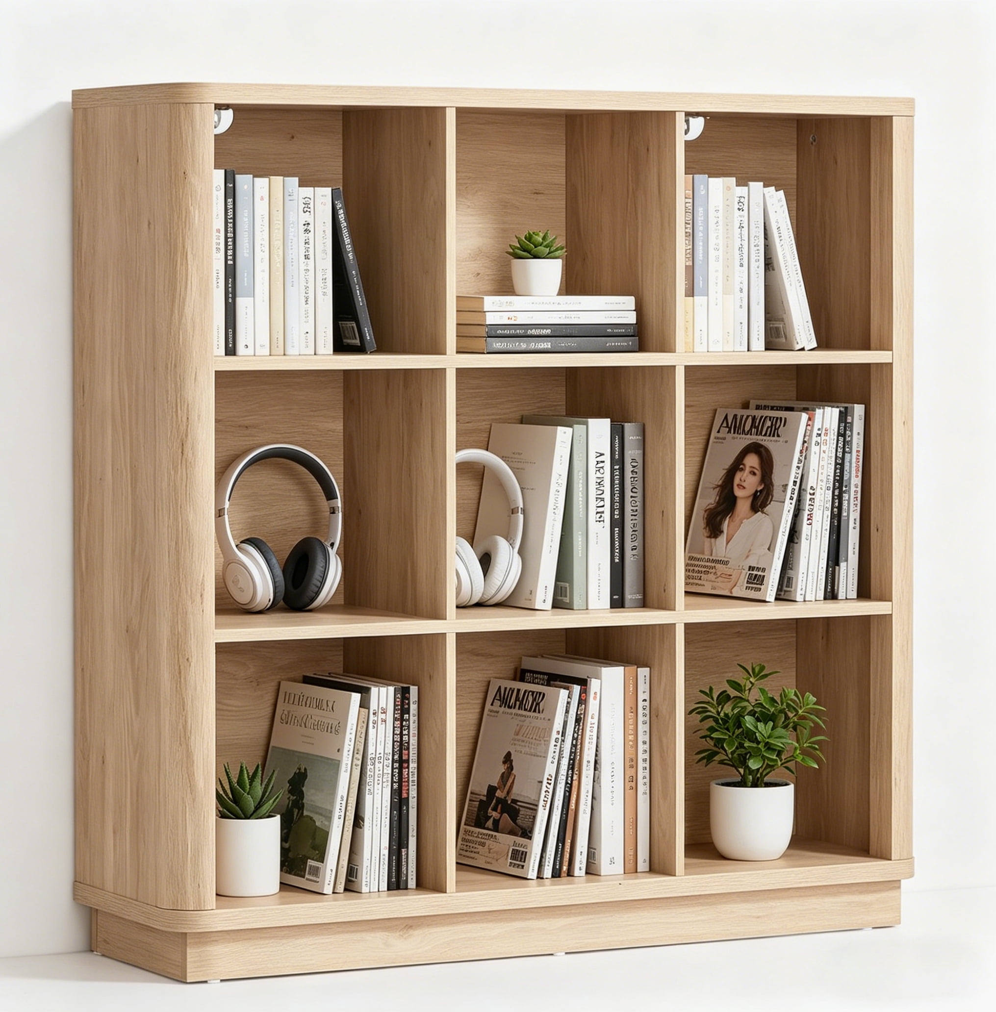 Joaxswe 9 Cube Storage Organizer, Open Bookshelf with 3 Closed Back ...