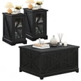 thumbnail image 1 of Joaxswe Coffee Table Set 3, Farmhouse Flip Coffee Table with Storage, Square Coffee Table with Hidden Storage Compartment, Tea End Table for Living Room, Black, 1 of 9