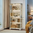 thumbnail image 1 of Joaxswe Display Cabinet with Glass Doors, 65" Storage Cabinet with LED, 4-Tier Curio Cabinet & Bookshelf, Collection Showcase for Home Office, White, 1 of 8