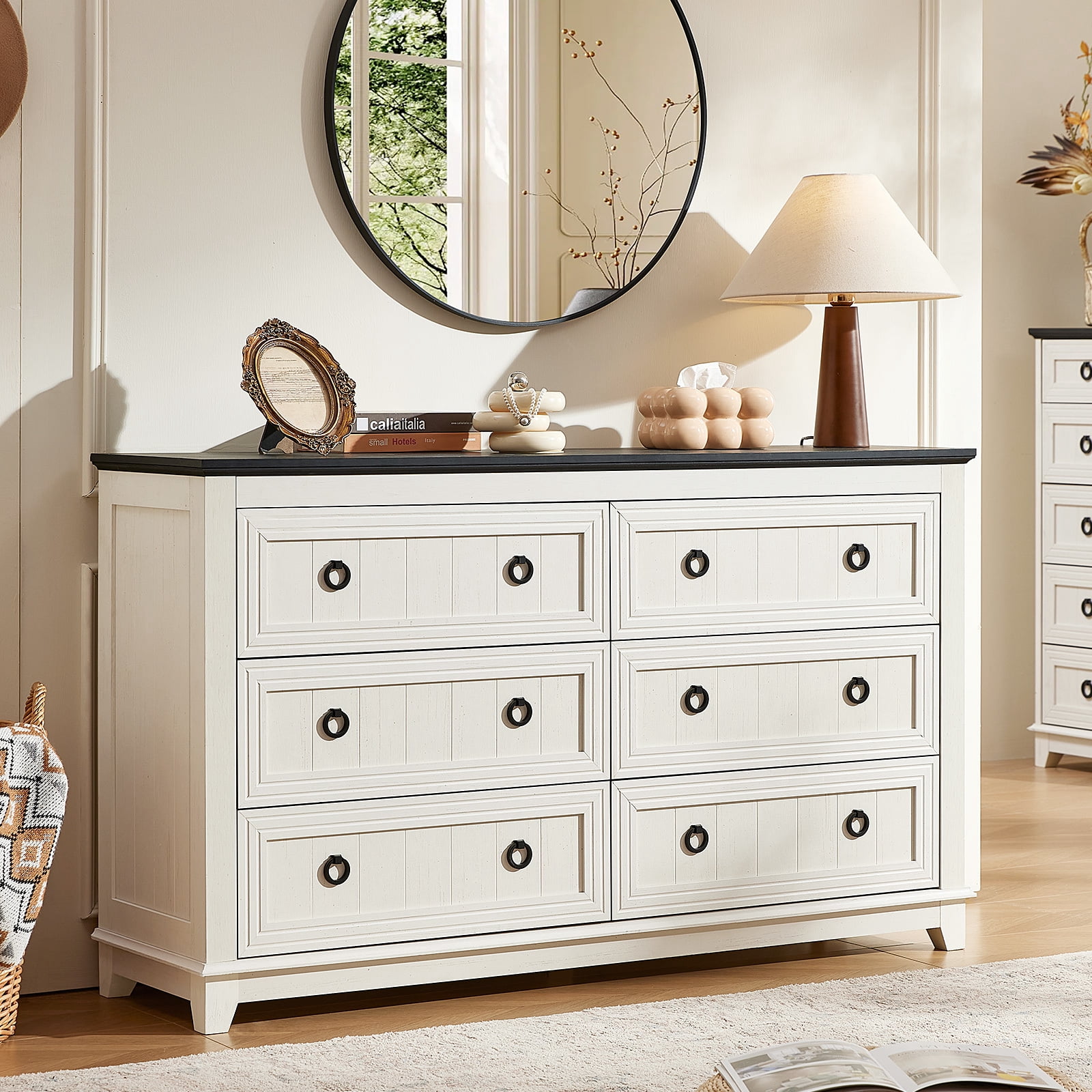 white wide dresser Garvee 61 Inch With Twelve Drawers Wood Chest TV Stand For 65 Inch TV Modern Clothes Storage Organizer For Bedroom Living Room Hallway in the Dressers department at its an easy fit with just about any style room WLIVE 6-Drawer Wide Wood Dresser