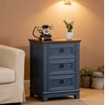 thumbnail image 1 of Joaxswe End Table with Charging Station, Bedside Table with 3 Drawer and Storage Cabinet, Small Adult Nightstand for Home Office, Navy, 1 of 7
