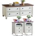 thumbnail image 1 of Joaxswe Farmhouse 3-Piece Coffee Table & Nightstand Set, 48" Center Table & 18" Nightstand with Charging Station, for Living Room, Hallway, White, 1 of 9