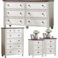 thumbnail image 1 of Joaxswe Farmhouse 4-Piece Bedroom Set, 54" 6-Drawer Dresser, 43.5" Chest, 2 Roman Column Nightstands, Wood, for Living Room, Hallway, White, 1 of 9