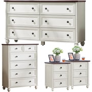 Joaxswe Farmhouse 4-Piece Bedroom Set, 54" 6-Drawer Dresser, 43.5" Chest, 2 Roman Column Nightstands, Wood, for Living Room, Hallway, White