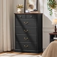 thumbnail image 1 of Joaxswe Farmhouse 6-Drawer Dresser, 47" Tall Wood Chest of Drawers with Rustic Handles, Organizer for Bedroom, Living Room, Hallway, Closet, Black, 1 of 5