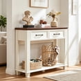 thumbnail image 1 of Joaxswe Farmhouse Console Table with 2 Storage Drawer and Open Storage Shelf, Rustic Entryway Table for Home, Antique White, 1 of 9