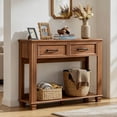 thumbnail image 1 of Joaxswe Farmhouse Console Table with 2 Storage Drawer and Open Storage Shelf, Rustic Entryway Table for Home, Brown, 1 of 8