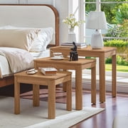 Joaxswe Farmhouse Nesting Tables Set of 3   Dark Wood Living Room Table Set with Rounded Corners & 4 Thickened Legs