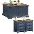 thumbnail image 1 of Joaxswe Farmhouse Nightstand & Lift Top Coffee Tables with Hidden Compartment, Rectangular Coffee Table Set for Living Room, Blue, 1 of 9