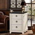 thumbnail image 1 of Joaxswe Farmhouse Nightstand with 3 Drawers, 18 inch End Table with Charging Station for Bedroom, Living Room, Adult Bedside Table, Rustic White, 1 of 9