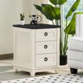 thumbnail image 1 of Joaxswe Farmhouse Nightstand with 3 Drawers, Modern 18" Wide End Table Night Stands Mid Century Small Wooden Bedside Table, White, 1 of 9