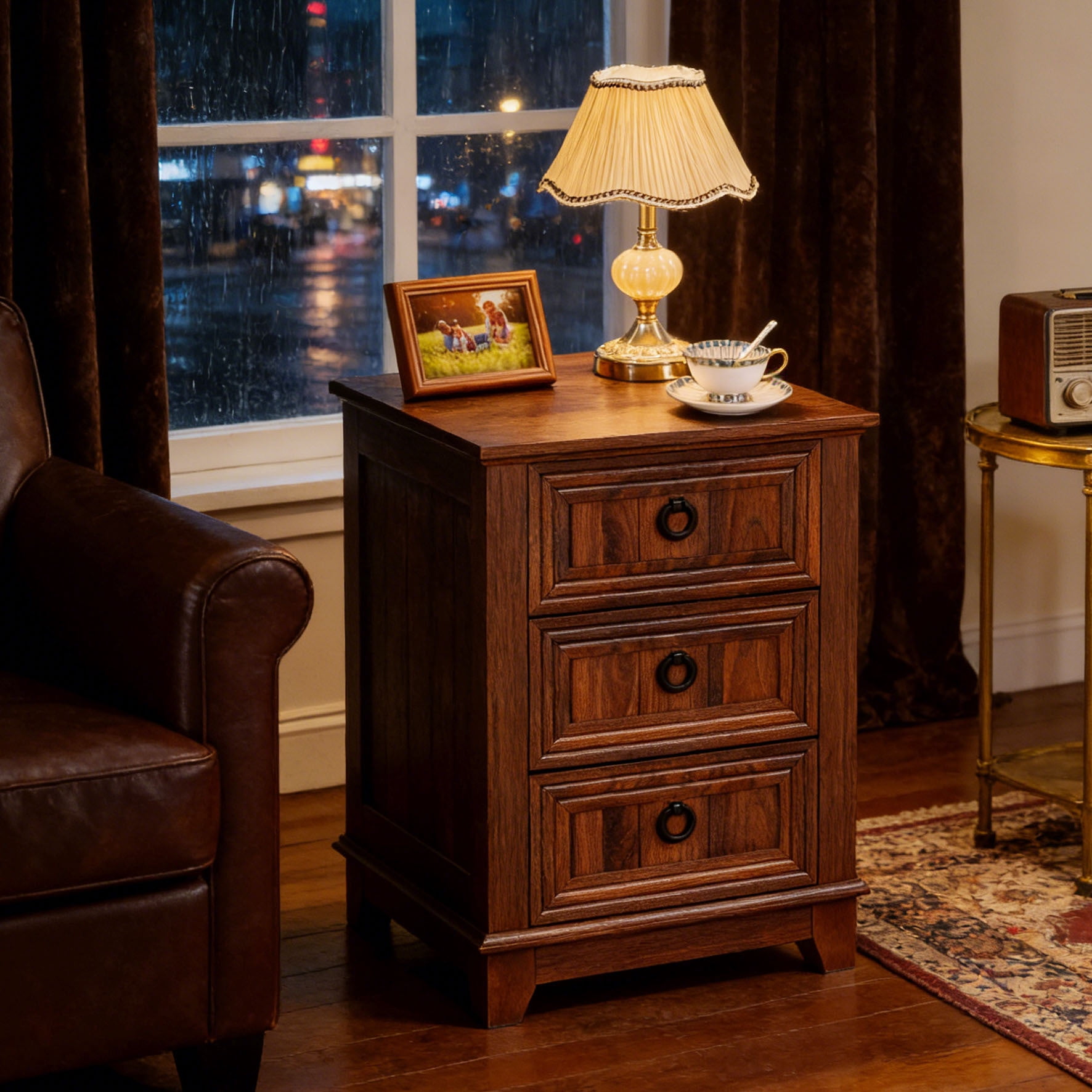 Joaxswe Farmhouse Side Table, 3 Drawer Nightstand for Bedroom, Adult ...