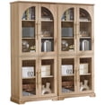 thumbnail image 1 of Joaxswe Glass Door Storage Accent Cabinet Set of 2, Mid Century Modern Wood Display Bookcase for Kitchen, Living Room, Natural Oak, 1 of 10