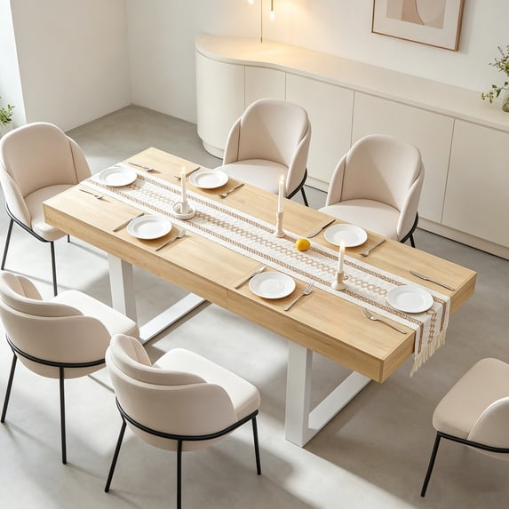 Joaxswe Large Dining Table for 4-8 People, Farmhouse Kitchen Dinner Table, Rectangular Wood Tables for Dining Room, Kitchen, or Home