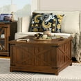 thumbnail image 1 of Joaxswe Large Farmhouse Lift Top Coffee Table with Hidden Storage Organizer, 35" Square Wood Living Room Table, Multi-Function Lift Wooden Barn Door Center Table, Rustic Brown, 1 of 6