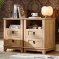 thumbnail image 1 of Joaxswe Nightstands with Charging Station Set of 2, Farmhouse Rustic Bedside Tables with 2 Drawers & Open Shelf for Bedroom, Living Room, Natural Oak, 1 of 7