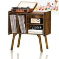 thumbnail image 1 of Joaxswe Record Player Stand, Vinyl Record Player Storage Table Holds up to 120 Albums, Record Player Cabinet for Bedroom Living Room, Brown, 1 of 6