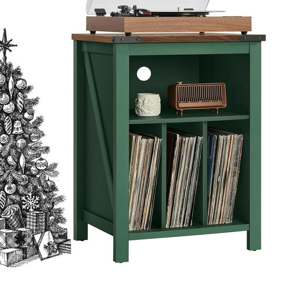 Joaxswe Record Player Stand with Vinyl Storage, Vinyl Record Holder, Turntable Stand with Wood Legs for Living Room